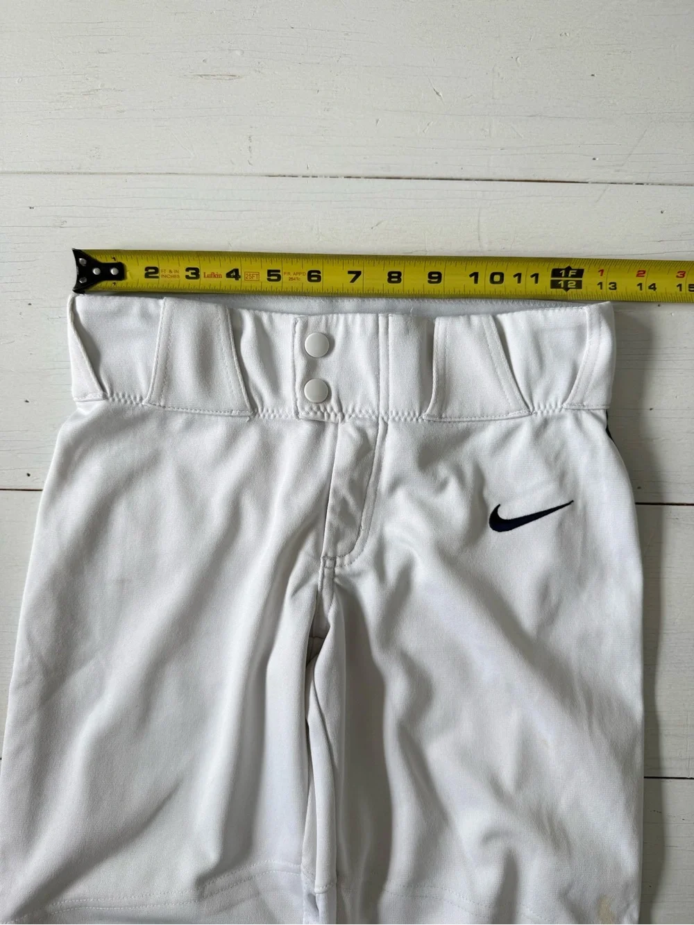 Nike Kids White Baseball Sweatpants with Black Swoosh Youth Medium Navy Stripe